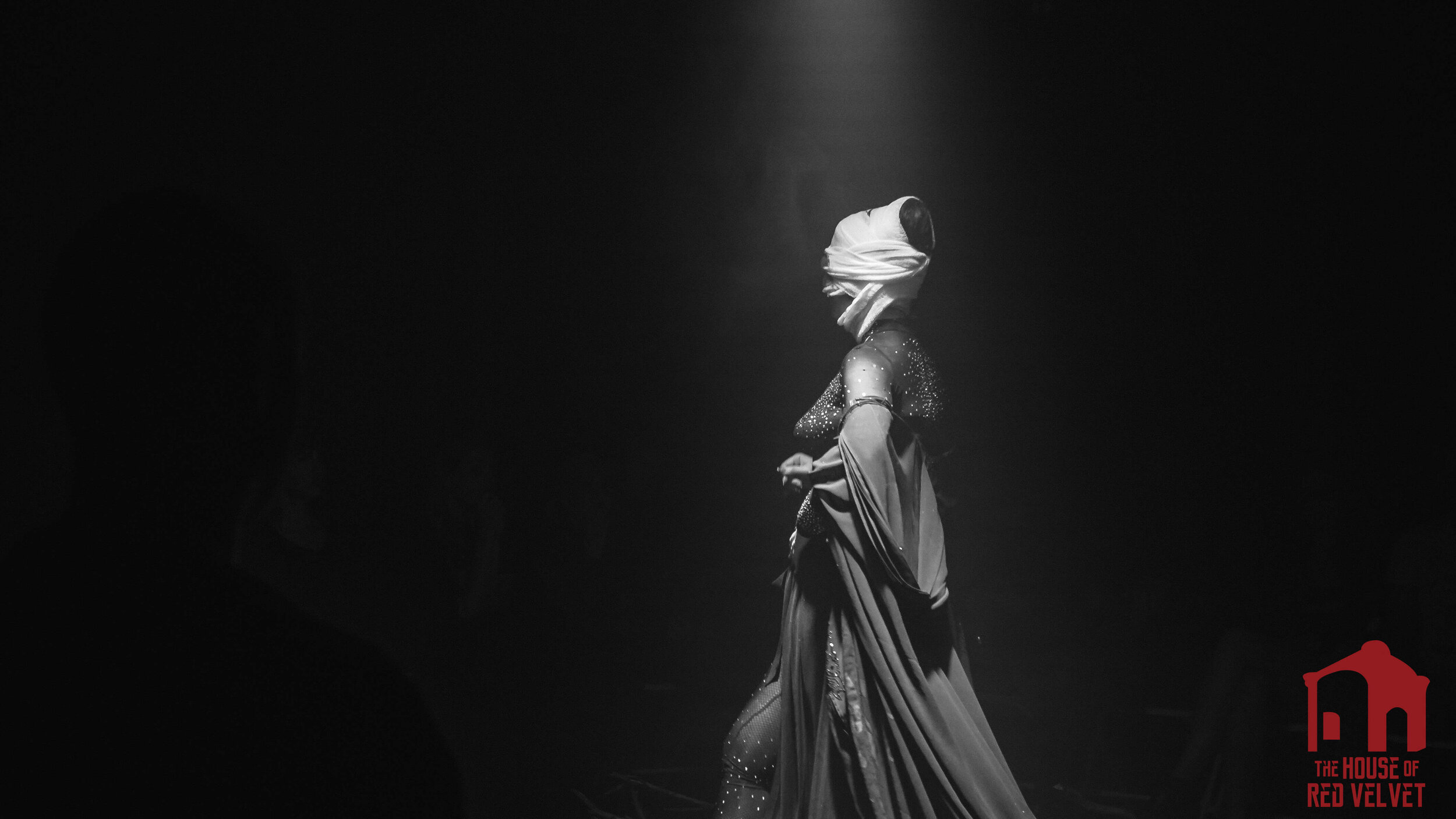 The House of Red Velvet. A Symbolism art movement. Gauze wrapped face. 